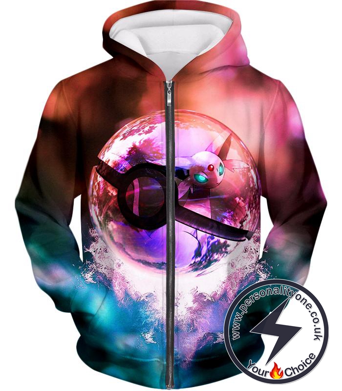 Pokemon Mystic Pokemon Mew Pokeball Amazing Colourful Zip Up Hoodie